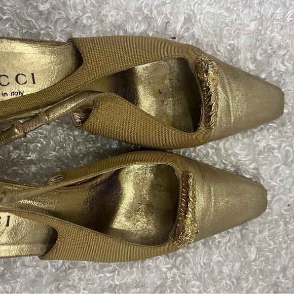 GUCCI Leather Colorblock Pattern Slingback Pumps - Picture 2 of 12